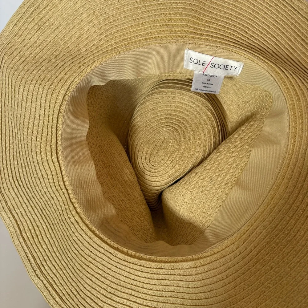 Sole Society Wide Brim Braid Paper Straw Panama Floppy Summer Hat Coastal Resort